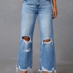 KayBee & Company Distressed Raw Hem Jeans with Pockets